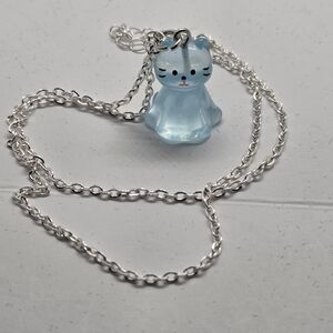 Cute Blue Resin Cat Pendant Necklace